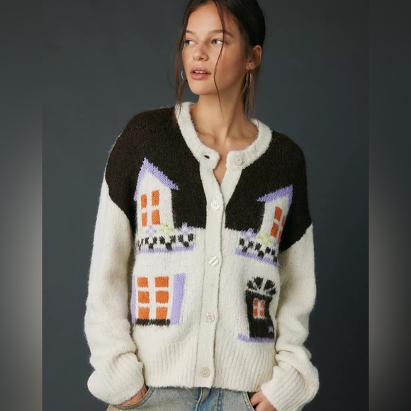 Urban Outfitters Sweaters - UO BDG Becca Cottage Printed Brushed Knit Oversized Cardigan